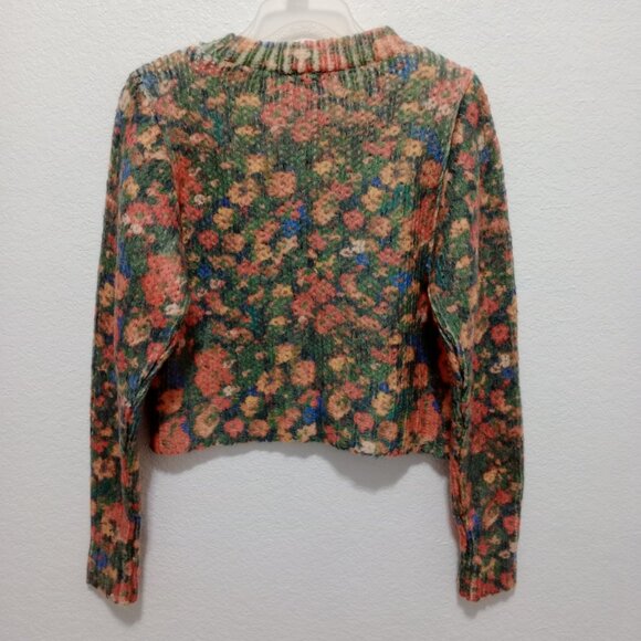 SOLD Zara Women's Floral Wool Blend Knit Cropped Sweater size M - Picture 5 of 10